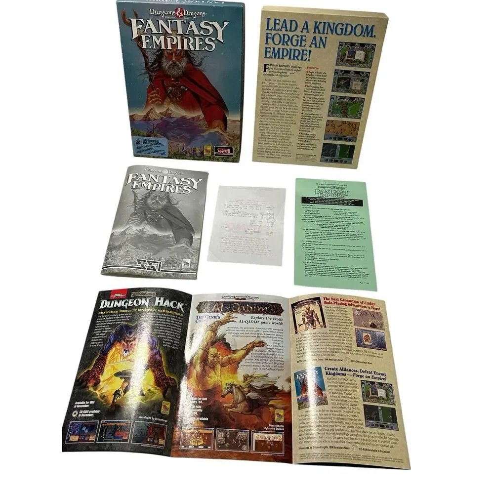 Dungeons And Dragons Fantasy Empires Computer Game BOX + Manuals ONLY NO GAME